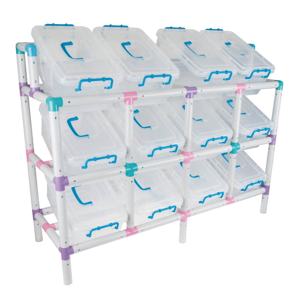 Tilt Storage 12 Frame & Bins - Clear
