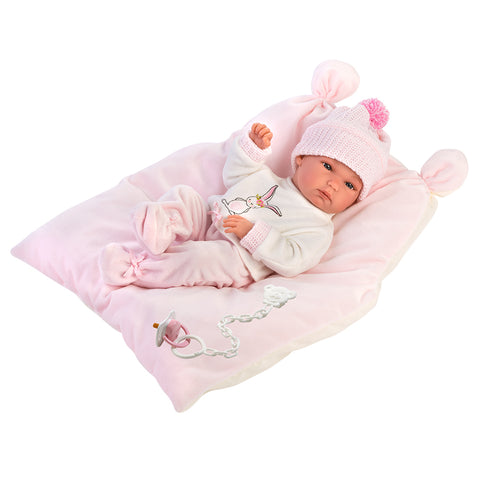 Llorens Doll: Newborn Girl with Light Pink Cushion: Bimba 35cm