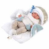 Llorens - Baby Boy Doll with Crying Mechanism, Carry Cot, Clothing & Accessories: Lalo - 40cm