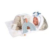 Llorens - Baby Boy Doll with Crying Mechanism, Carry Cot, Clothing & Accessories: Lalo - 40cm