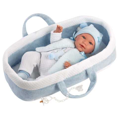 Llorens - Baby Boy Doll with Crying Mechanism & Baby Carrier: Mimo - 40cm