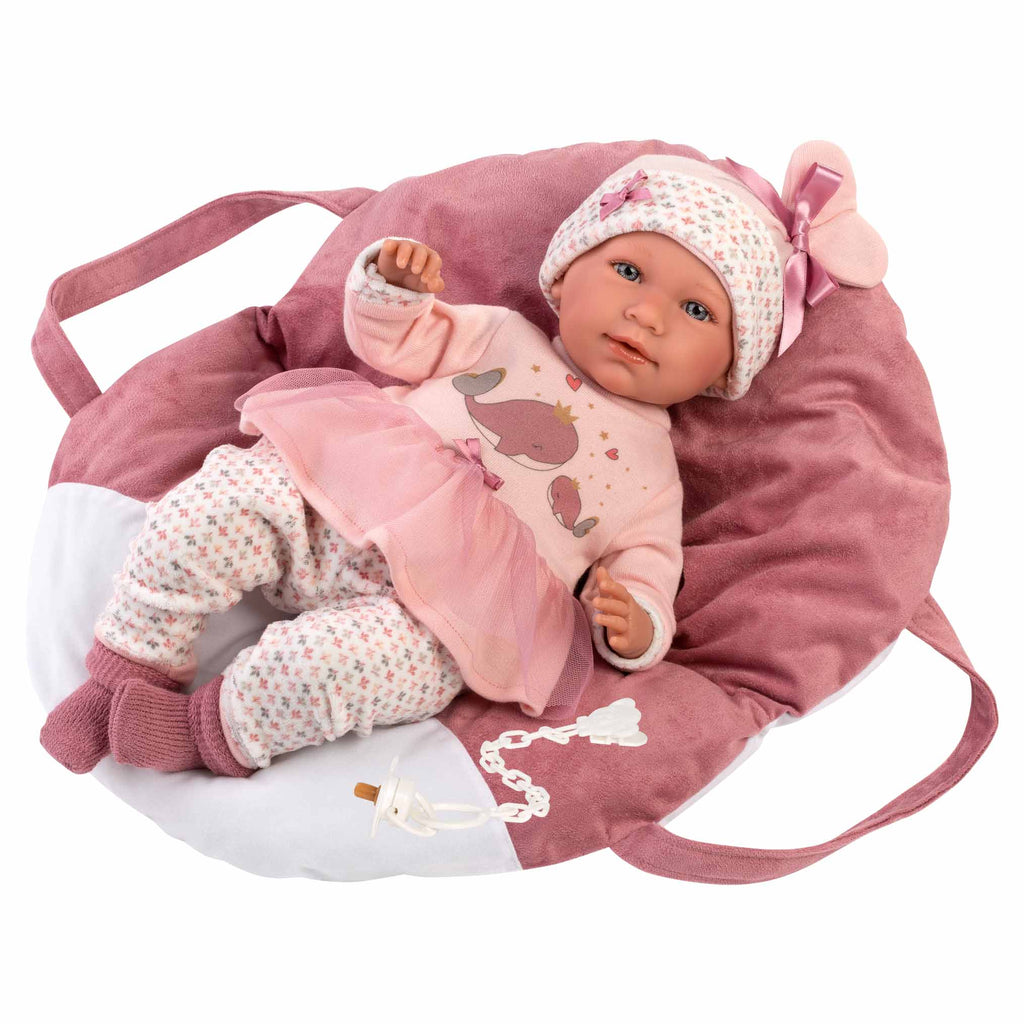 Llorens - Baby Doll with Strapped Carry Cot, Clothing & Accessories Mimi 40cm (Mechanism Optional)