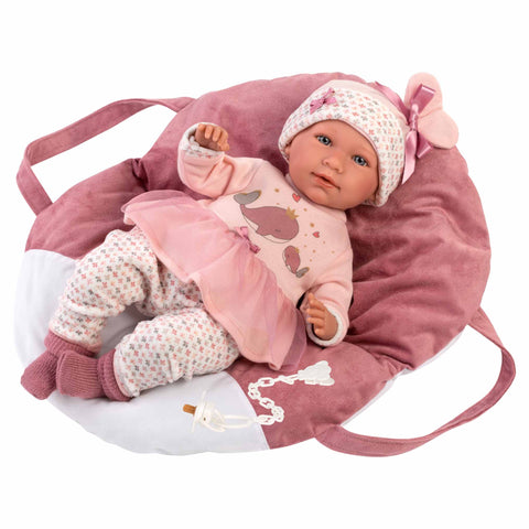 Llorens Baby Doll with Crying Mechanism, Strapped Carry Cot, Clothing & Accessories: Mimi 40cm