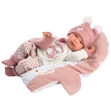 Llorens - Newborn Baby Girl Doll with Penguin Cushion, Clothing & Accessories: Tina - 43cm
