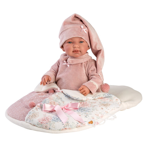 Llorens Doll: Baby Girl Tina with Clothing, Accessories & Multi-Functional Vintage Cushion 44cm