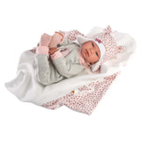 Llorens - Newborn Doll with Crying Mechanism, Polka Dot Blanket, Clothing & Accessories: Tina - 44cm