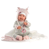 Llorens - Newborn Doll with Crying Mechanism, Polka Dot Blanket, Clothing & Accessories: Tina - 44cm