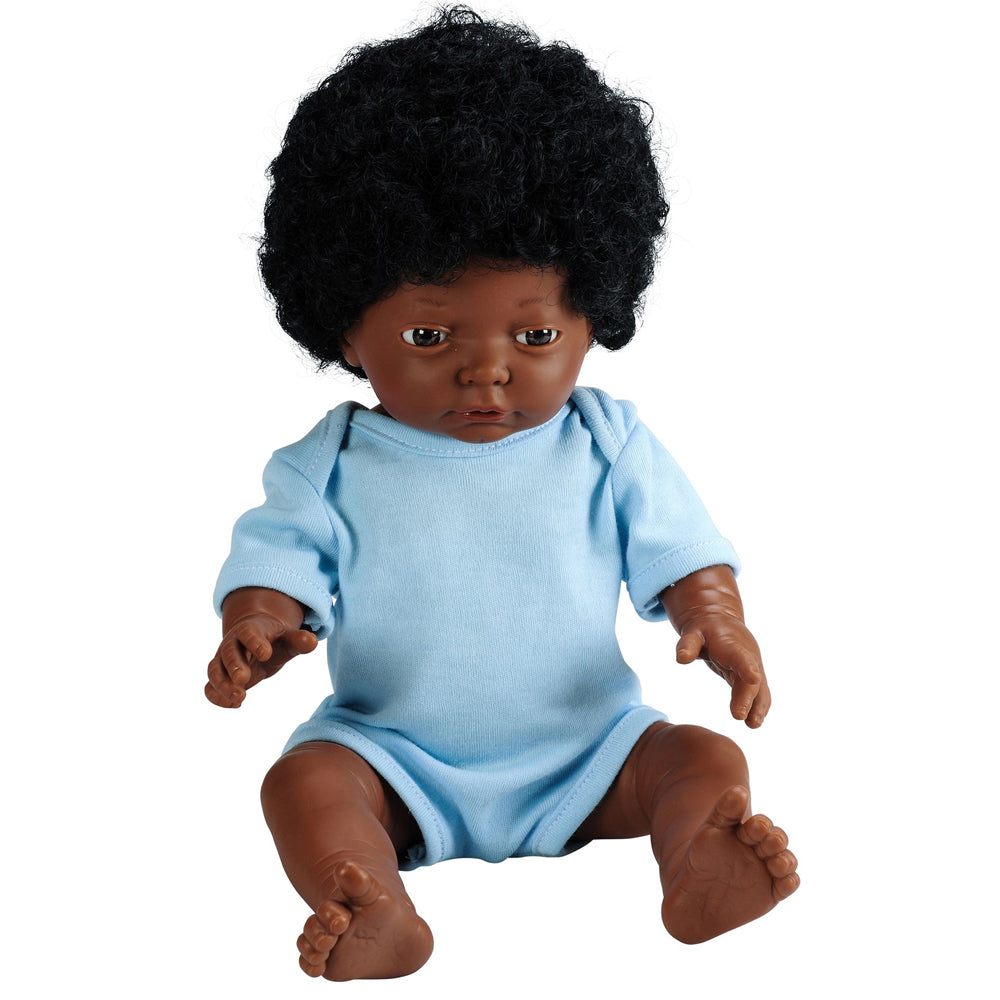 Anatomically Correct Baby Doll with Hair - African Boy 40cm