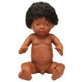 Anatomically Correct Baby Doll with Hair - African Boy 40cm