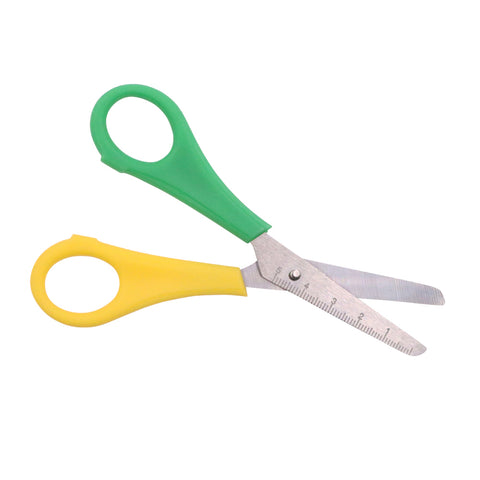 Scissors Left-handed with Ruler on Blade: Yellow & Green 12.5cm 12pc