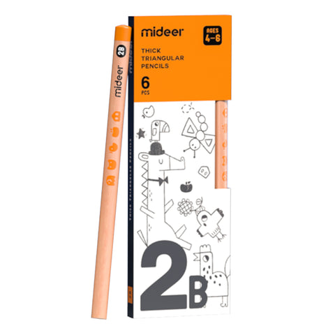 Thick Triangular 2B Pencils 6pc