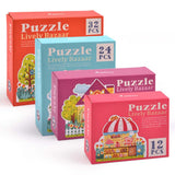 4 in 1 Beginner Lively Bazaar Puzzle: 12/16/24/32pc