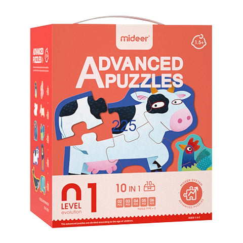 Progressive Puzzle Level 1: Common Animals 10-In-1