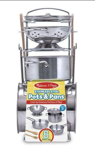 Let's Play House! Stainless Steel Pots & Pans Play Set 8pc
