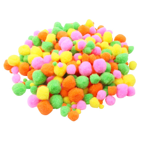 Acrylic Neon PomPoms: 1-3cm Assorted Colours 300pc