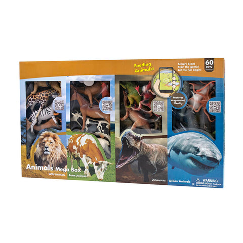 National Geographic Animals Mega Box: Wild, Farm, Dinosaur, Ocean Animals 60pc