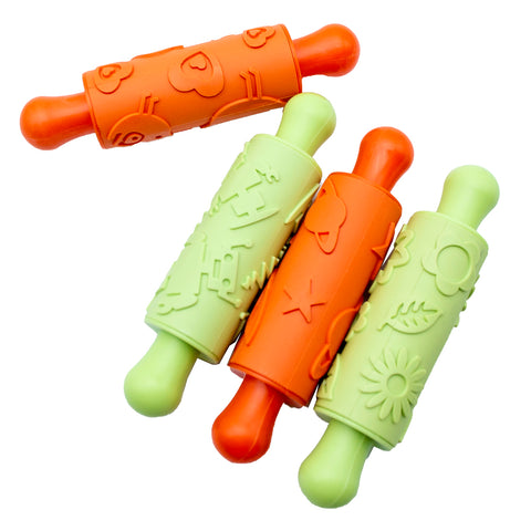 Retro Pattern Rubber Rolling Pins 4pc