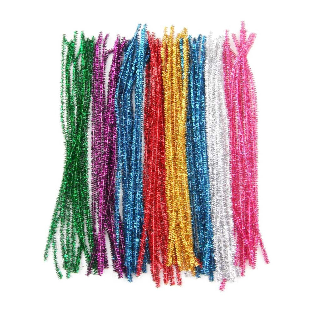 Chenille Stems Tinsel/Glitter (Pipe Cleaners) 30cm Assorted Colours 100pc