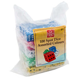 DICE Set - 100 Spot Dice Assorted Colours Polybag