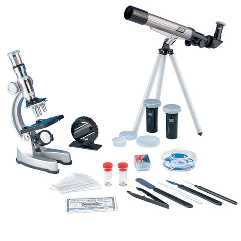 Astronomical Telescope & Microscope Science Kit: 20x ● 30x ● 40x 30mm Telescope & 900x Microscope