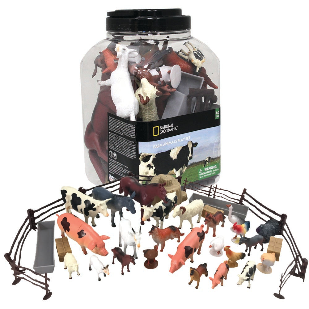National Geographic Farm Animal Playset: 4 - 18cm: 24 Figures & 16 Accessories