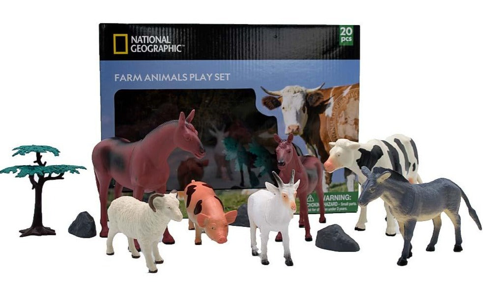 National Geographic Farm Animal Playset: 4 - 18cm: 10 figures & 10 accessories