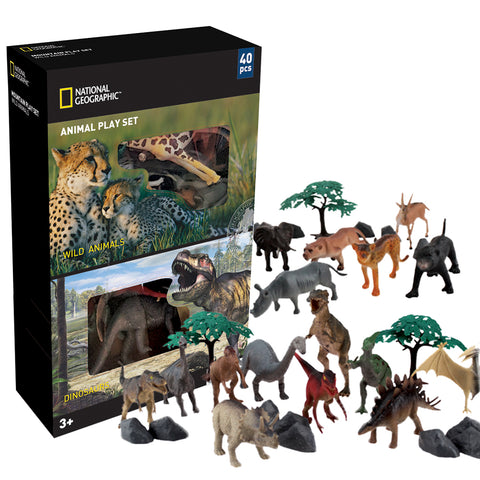 National Geographic Dinosaur & Wild Animal Playset 5-21cm 40pc