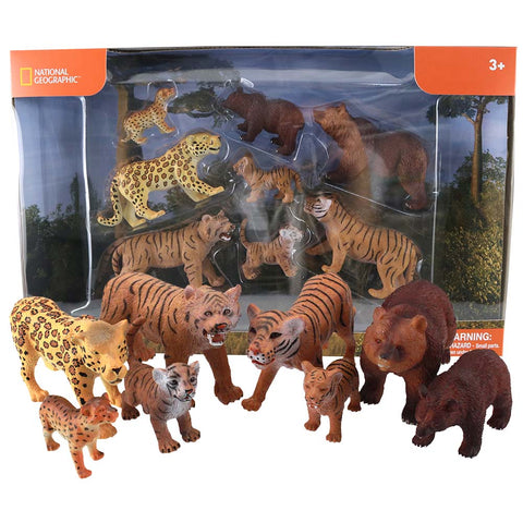 National Geographic Jungle Predators & Cubs - Medium 6-12cm - 8pc