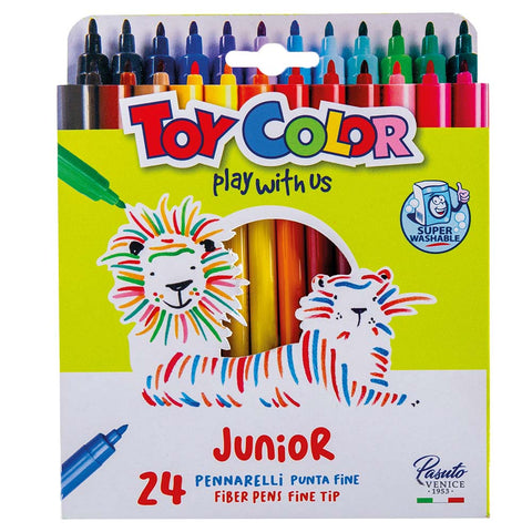 Junior Fine Tip Fiber Pens 24 Colours