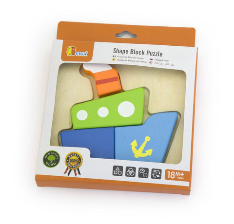 Shape Block Puzzle: Boat 4pc