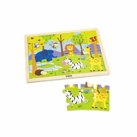 Framed Wooden Puzzle: Wild Animals 24pc