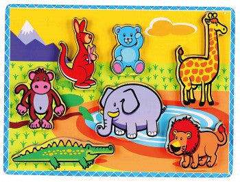 Extra thick wooden puzzle - Wild Animals - iPlayiLearn.co.za