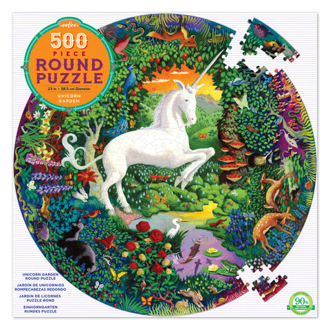 Unicorn Garden Round Puzzle 500pc