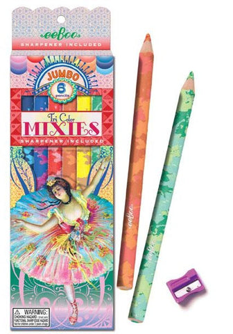 French Dancer Mixies: 6 Jumbo Pencils with Sharpener